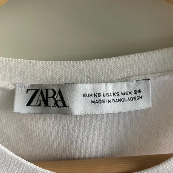 Zara White Crop Top Blouse - Picture 2 of 3